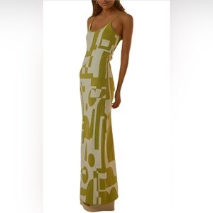 Green and white summer dress